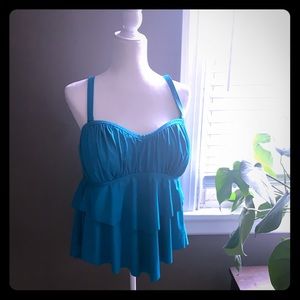 Torrid Blue babydoll tankini top